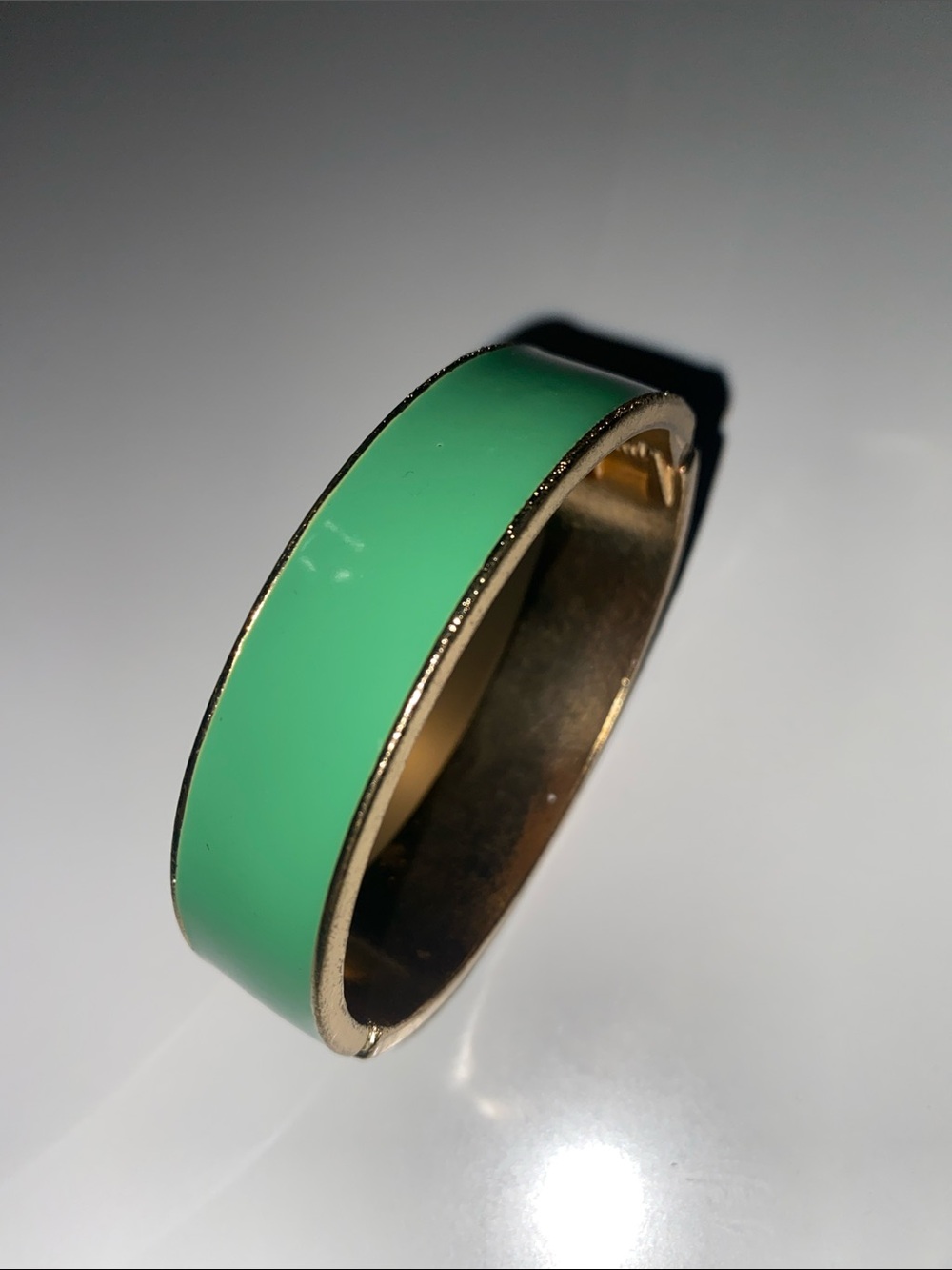 Gold-Tone Blue Pave Crystal Hinged Bangle Bracelet - Picture 5 of 6